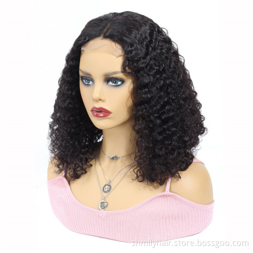 Shmily Swiss Lace 4*4 Closure Human Hair Kinky Curly Bob Wigs 6 Inch Unprocessed Virgin Brazilian Mink Hair Short Curly Bob Wig